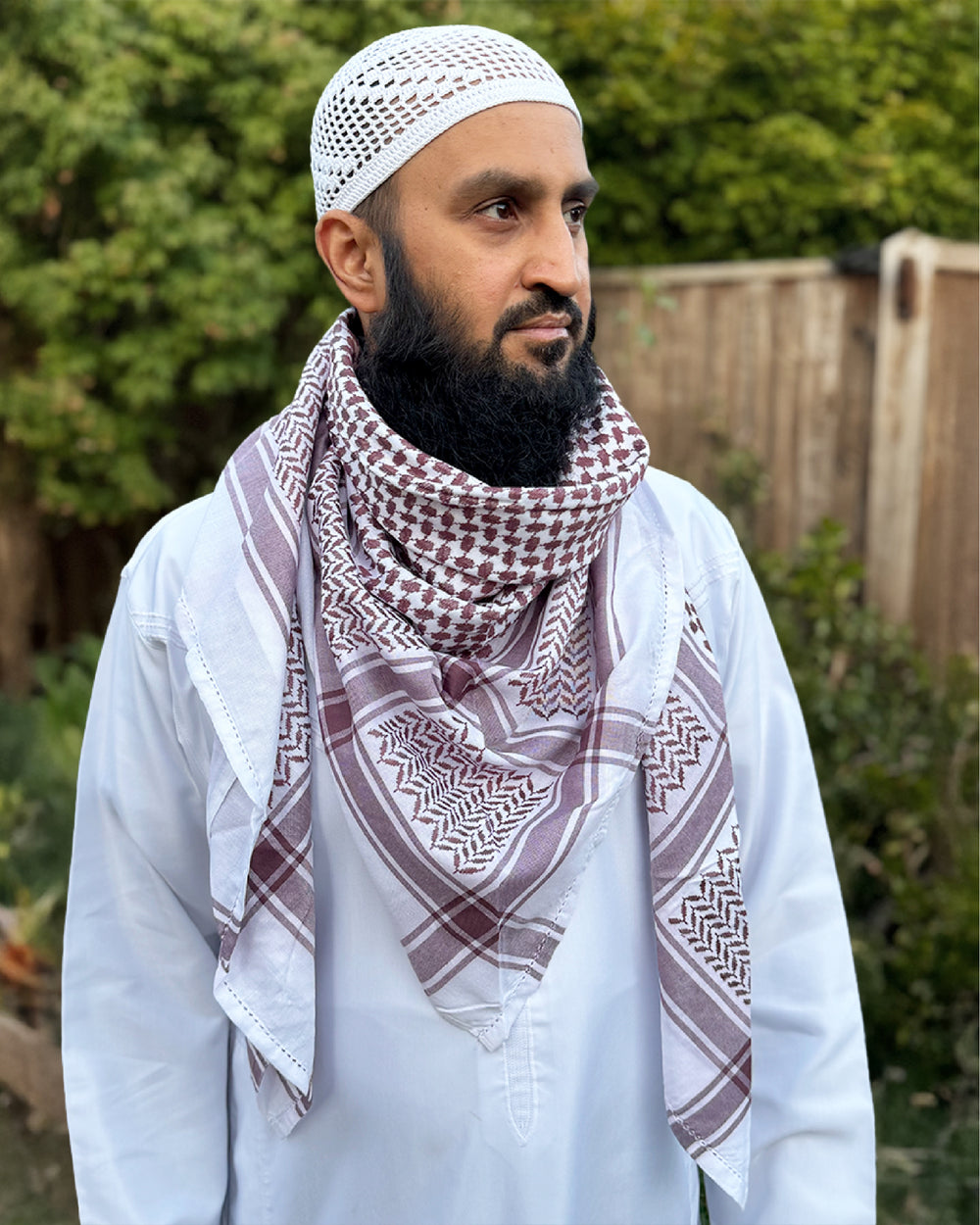 Palestine Shami Maroon & White Pattern Design
