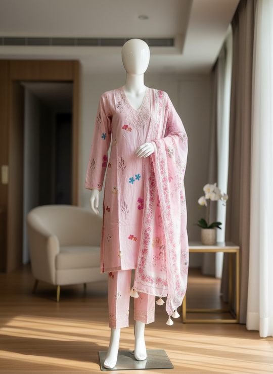 Blush Meadow Embroidered Lawn Shalwar Kameez Set