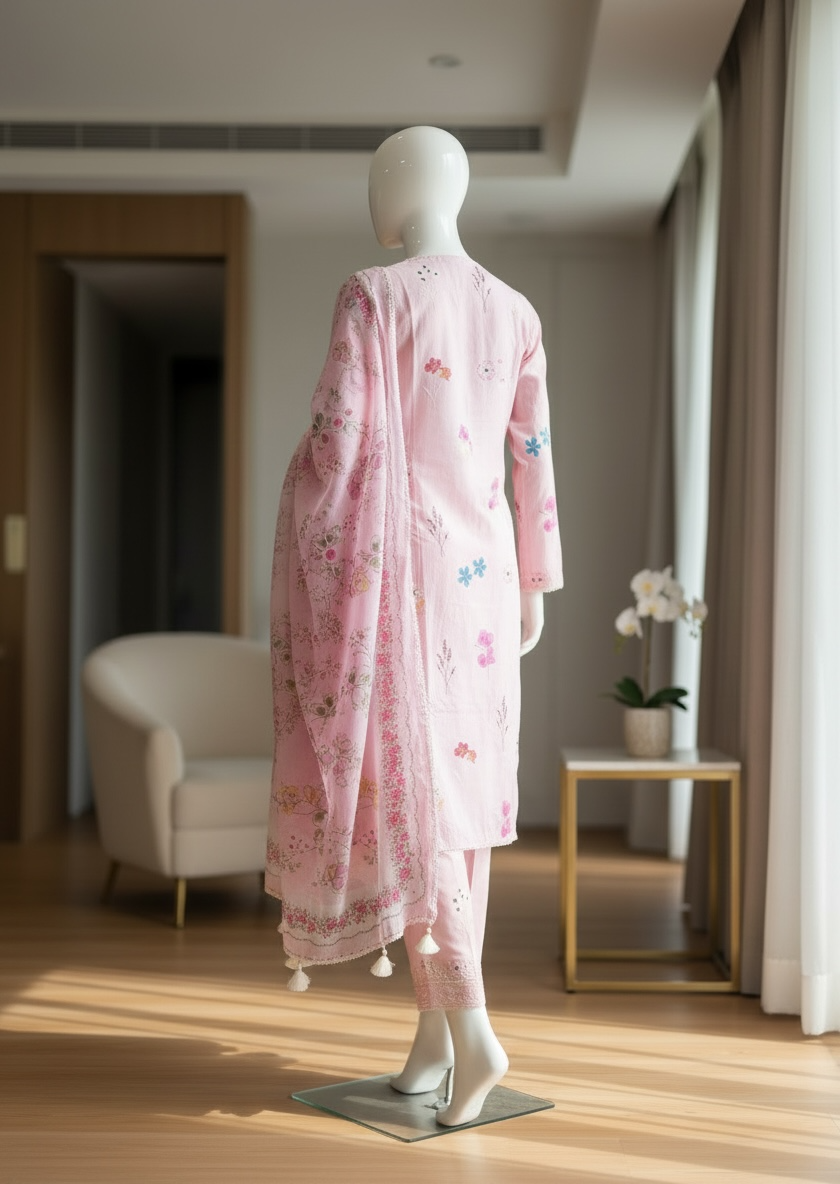 Blush Meadow Embroidered Lawn Shalwar Kameez Set