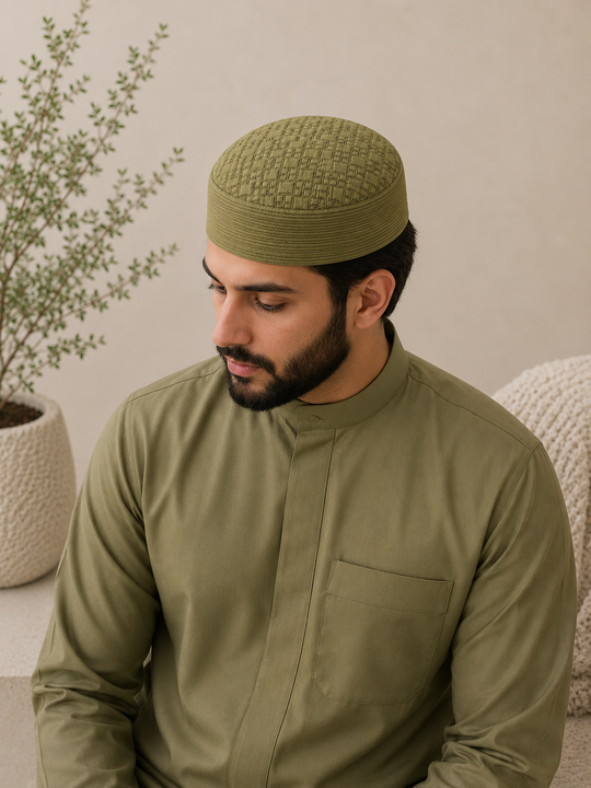 Zuhd Olive Green 2 Sunnah Cap