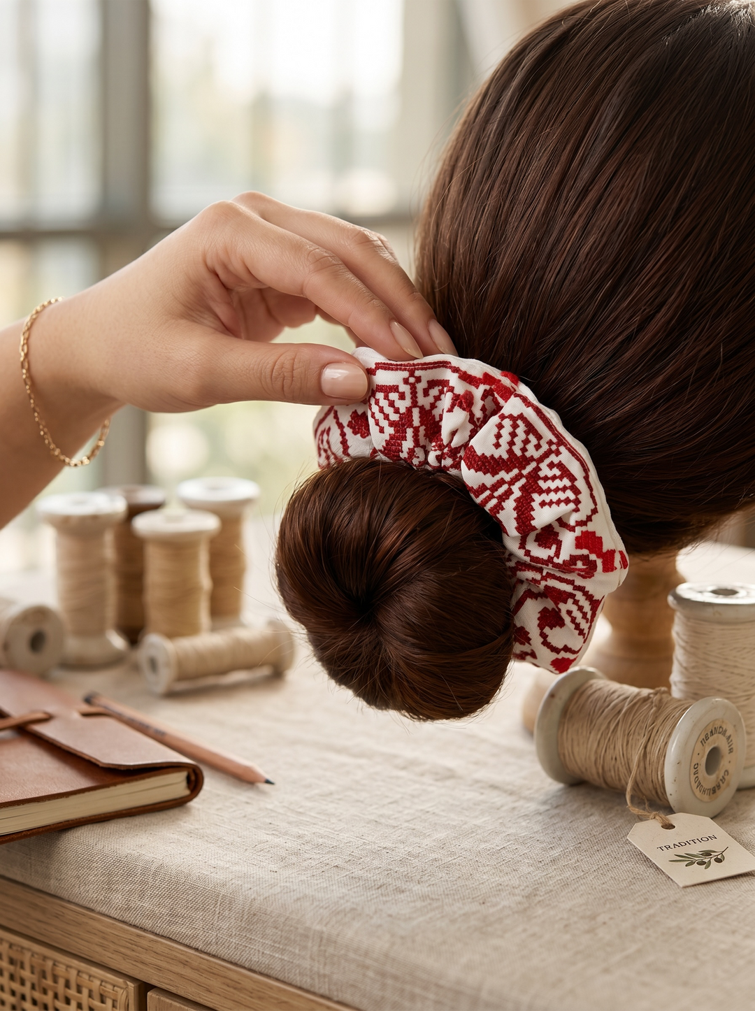 Zuhd Kuffiyeh Red & White 2 Scrunchies (HAND MADE) (Copy)