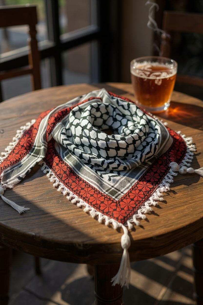 Red Poppy Embroidered Heritage Kuffiyeh