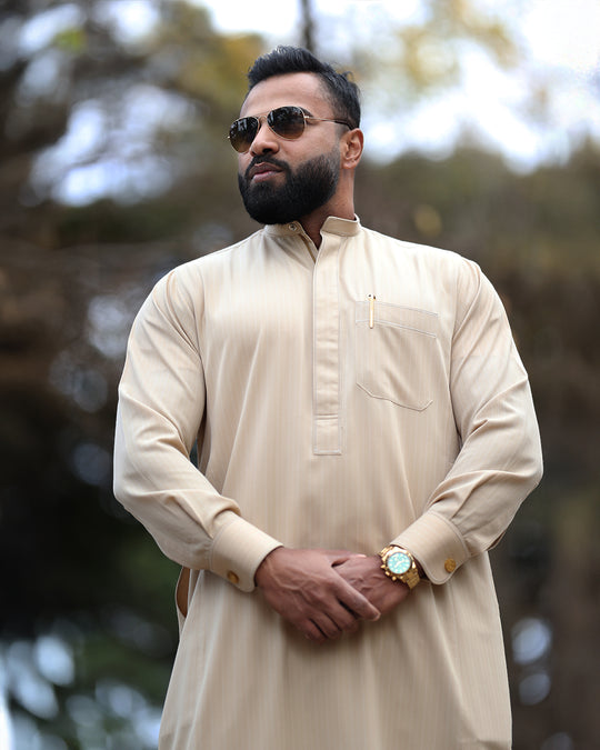 Kuwaiti Prestige - Hidden Collar Luxury Men's Thobe (Summers)