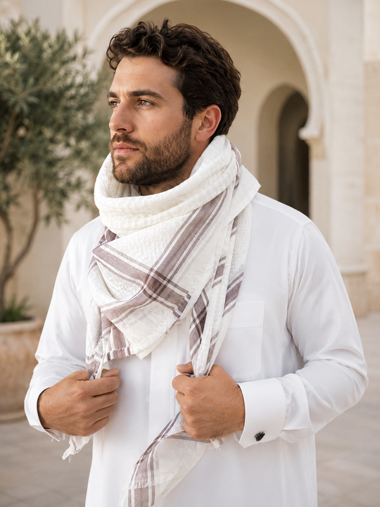 Maroon & Cream Keffiyeh Shemagh