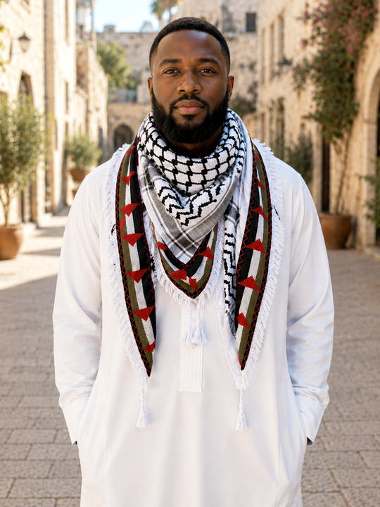 Palestine Flag Embroidered Heritage Kuffiyeh