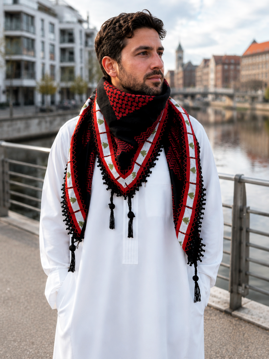 Palestine Keffiyeh Black & Red : Cedars of Strength Collection