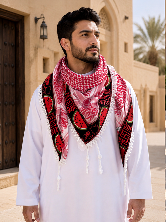 Palestine Keffiyeh Red & White – Watermelon Edition