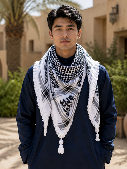 Palestine Keffiyeh with Tarboosh Elegance