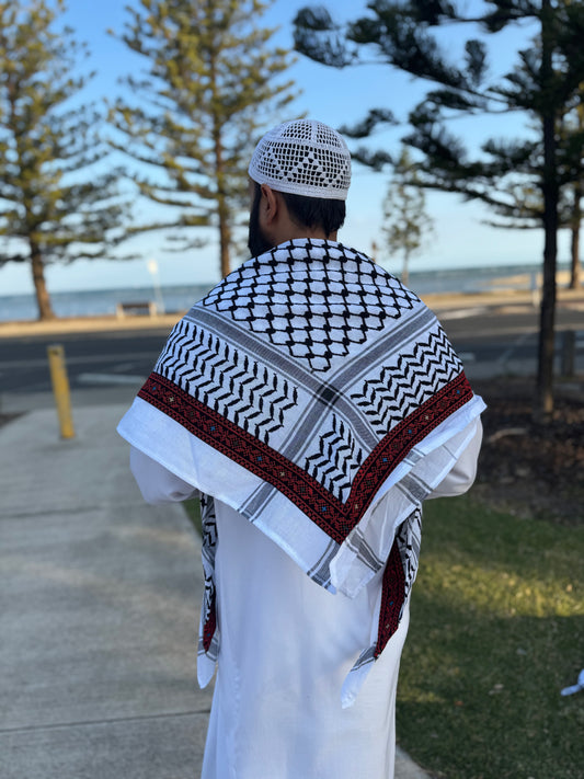 Red Jourie Embroidered Heritage Kuffiyeh