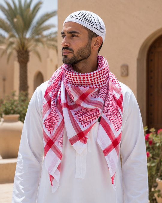 Premium Red & White Keffiyeh Shemagh 2