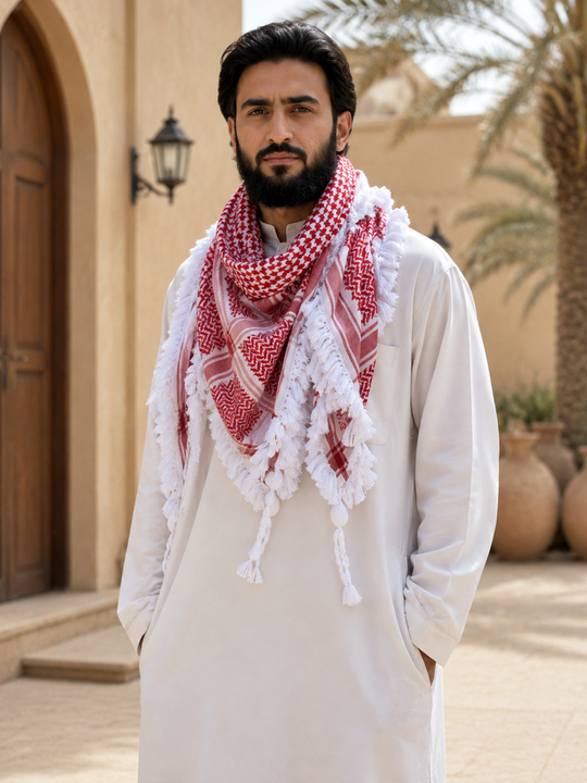 The OG Palestine Red & White Keffiyeh 1 (HAND MADE)