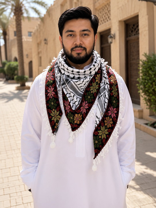 Zuhd Artisan Heritage Keffiyeh – Black & White Edition