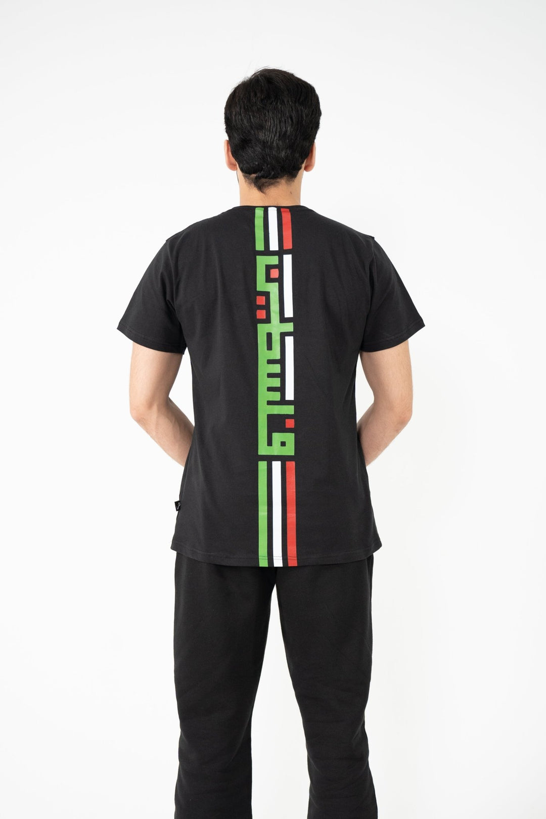 Black T-Shirt with Iconic "Just Do It" Palestine Print - Zuhd.storeZNTSHIRTWB - 5Black T-Shirt with Iconic "Just Do It" Palestine Print