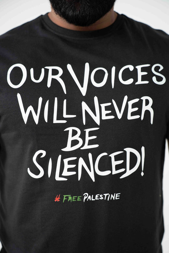 Black T-Shirt with Inspirational Palestine Support Print - Zuhd.storeZNTSHIRTWB - 5Black T-Shirt with Inspirational Palestine Support Print