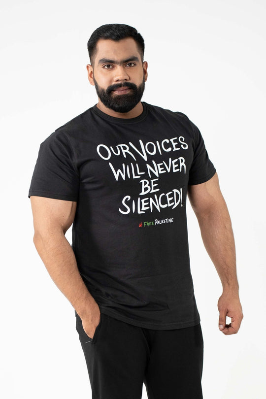 Black T-Shirt with Inspirational Palestine Support Print - Zuhd.storeZNTSHIRTWB - 5Black T-Shirt with Inspirational Palestine Support Print