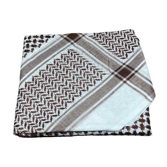 Brown & White Keffiyeh Shemagh - Zuhd.storeZHSHE - 53Brown & White Keffiyeh Shemagh