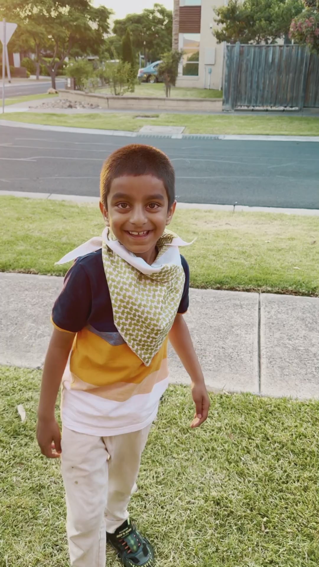 Elegance in Every Fold: Olive Green & White Bandana (HAND MADE)