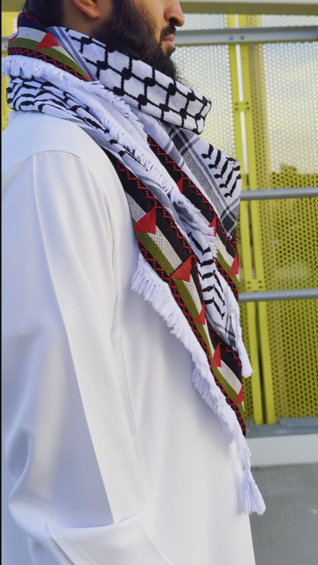 Palestine Flag Embroidered Heritage Kuffiyeh