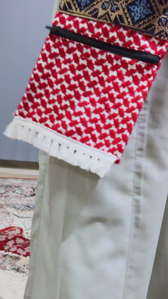 Cross Body Keffiyeh Bags: Hand Made (Red & White)