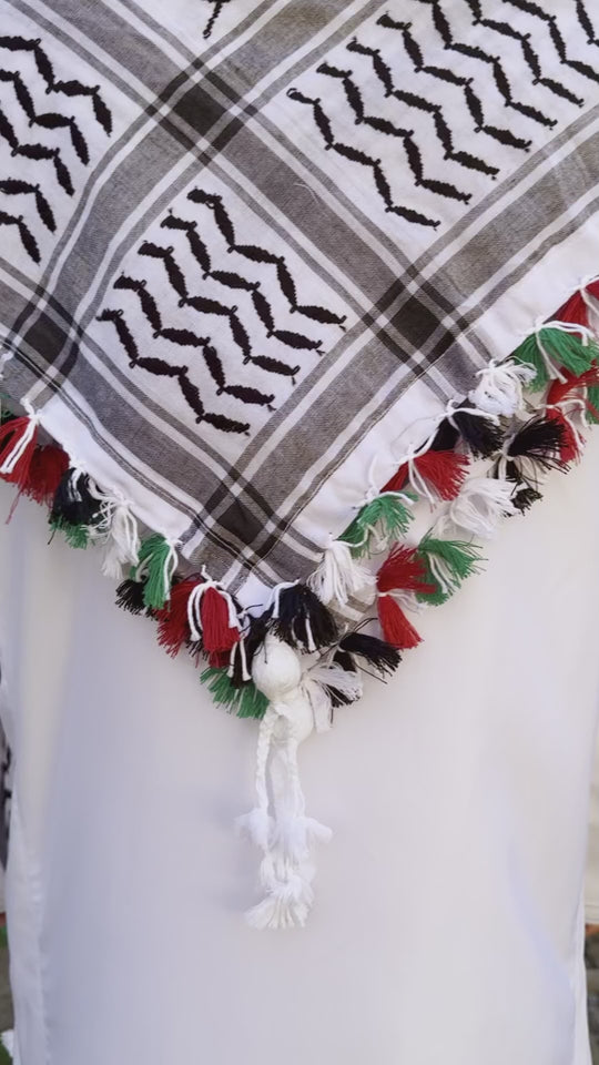 The Freedom Thread: Keffiyeh with Palestine Flag Braids (HAND MADE)