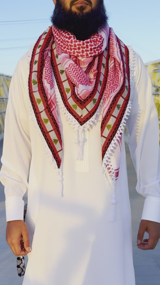 Palestine Keffiyeh Red & White: Cedars of Strength Collection