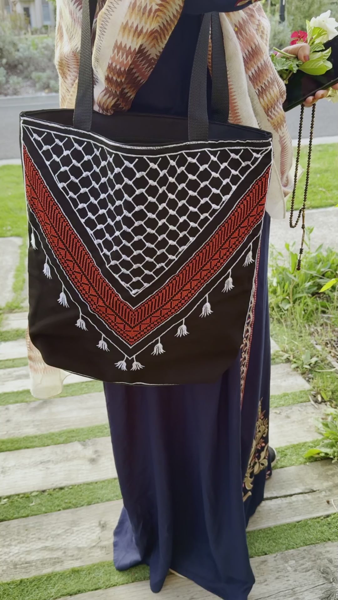 Heritage Carry: Palestine Keffiyeh Embroidered Bag – A Unique Masterpiece by Zuhd (HAND MADE)