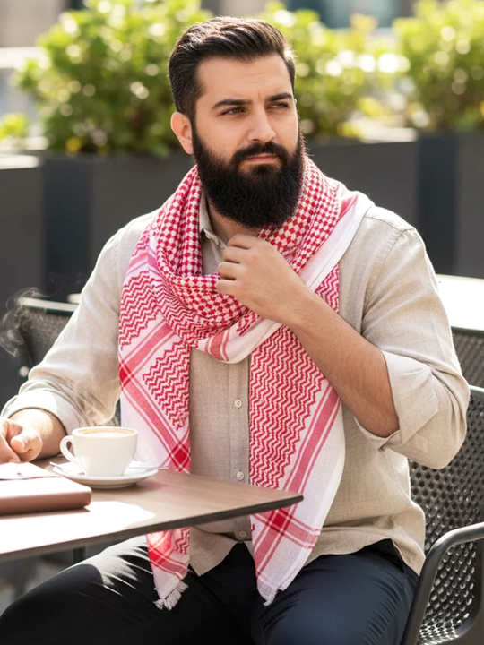 The Palestine Red & White Keffiyeh with Light Tassels – Elegance Meets Heritage